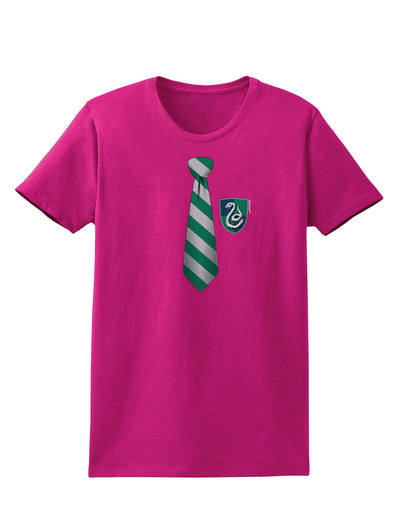 Wizard Tie Green and Silver Womens Dark T-Shirt-TooLoud-Hot-Pink-Small-Davson Sales