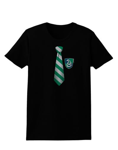 Wizard Tie Green and Silver Womens Dark T-Shirt-TooLoud-Black-X-Small-Davson Sales