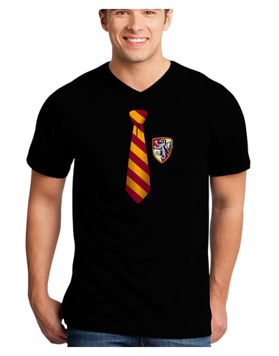 Wizard Tie Red and Yellow Adult Dark V-Neck T-Shirt-TooLoud-Black-Small-Davson Sales