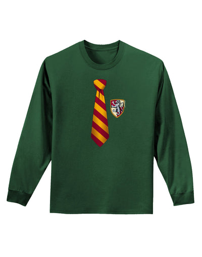 Wizard Tie Red and Yellow Adult Long Sleeve Dark T-Shirt-TooLoud-Dark-Green-Small-Davson Sales