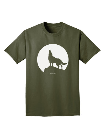 Wolf Howling at the Moon - Design #1 Adult Dark T-Shirt by TooLoud-Mens T-Shirt-TooLoud-Military-Green-Small-Davson Sales