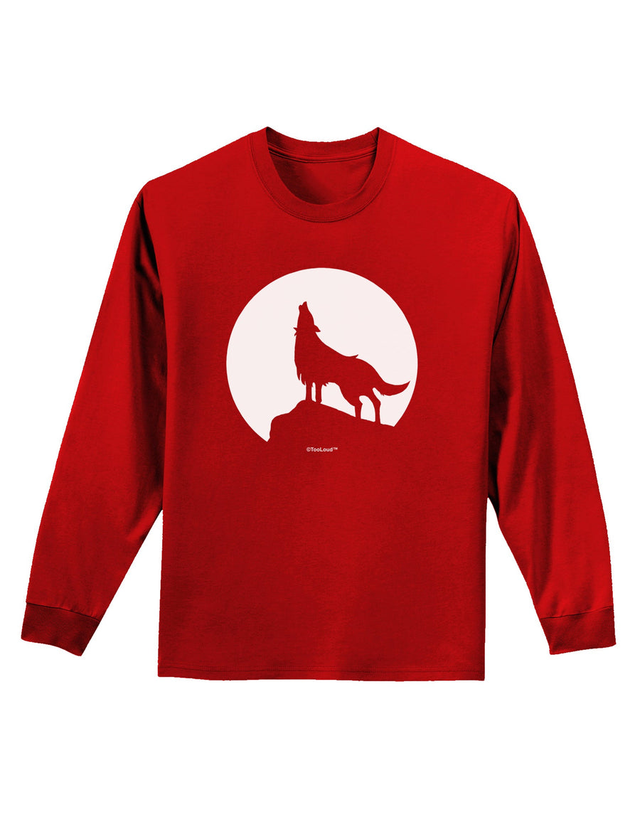 Wolf Howling at the Moon - Design #1 Adult Long Sleeve Dark T-Shirt by TooLoud-TooLoud-Black-Small-Davson Sales