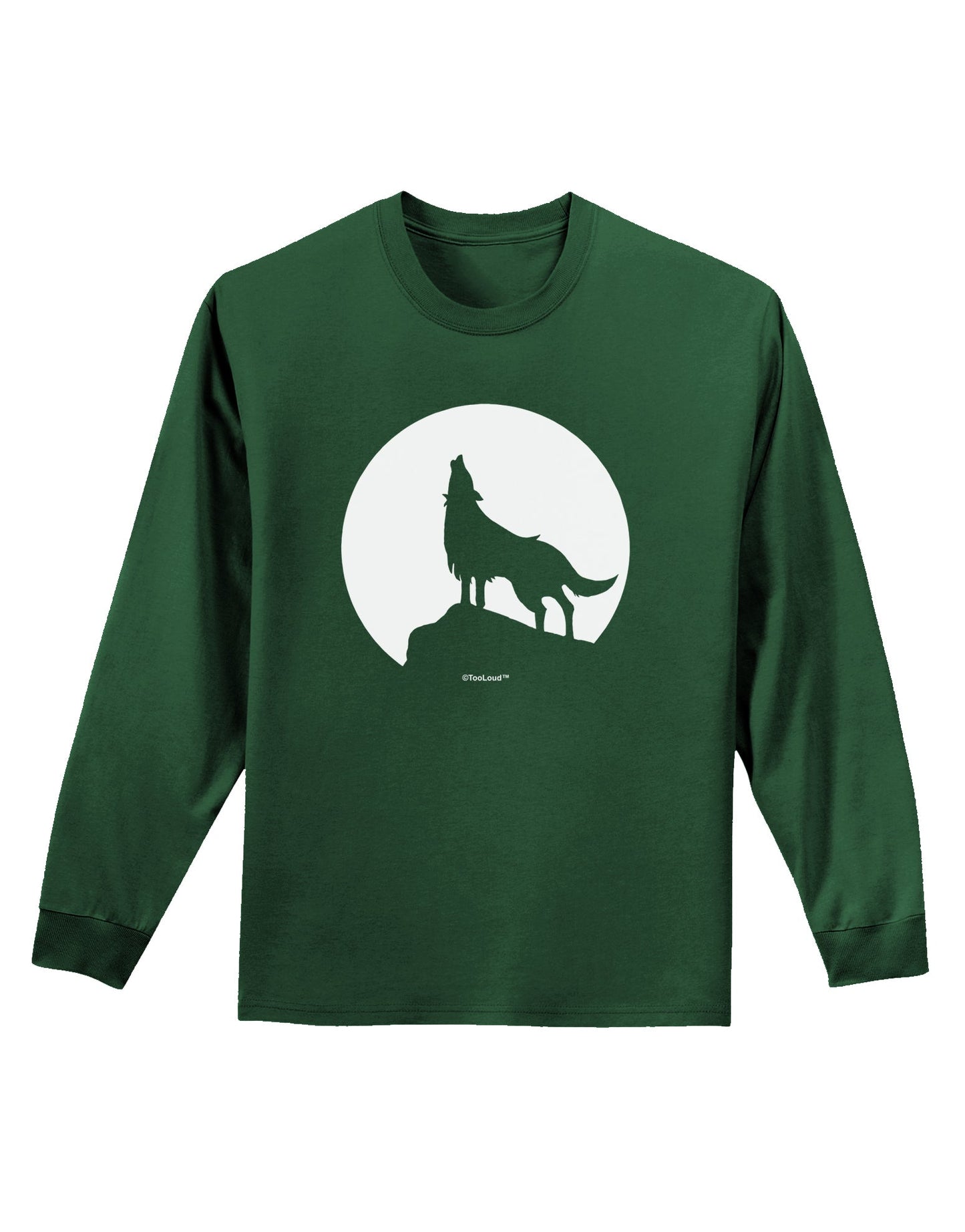 Wolf Howling at the Moon - Design #1 Adult Long Sleeve Dark T-Shirt by TooLoud-TooLoud-Dark-Green-Small-Davson Sales