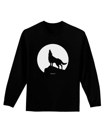 Wolf Howling at the Moon - Design #1 Adult Long Sleeve Dark T-Shirt by TooLoud-TooLoud-Black-Small-Davson Sales