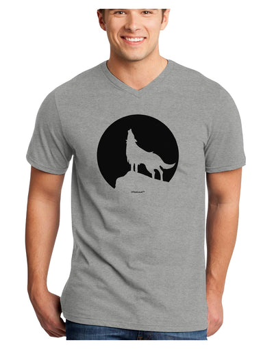 Wolf Howling at the Moon - Design #1 Adult V-Neck T-shirt by TooLoud-Mens V-Neck T-Shirt-TooLoud-HeatherGray-Small-Davson Sales