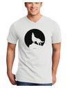 Wolf Howling at the Moon - Design #1 Adult V-Neck T-shirt by TooLoud-Mens V-Neck T-Shirt-TooLoud-White-Small-Davson Sales