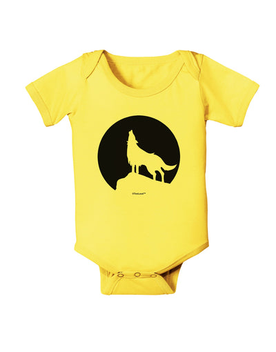 Wolf Howling at the Moon - Design #1 Baby Romper Bodysuit by TooLoud-Baby Romper-TooLoud-Yellow-06-Months-Davson Sales