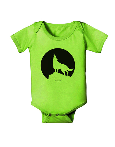 Wolf Howling at the Moon - Design #1 Baby Romper Bodysuit by TooLoud-Baby Romper-TooLoud-Lime-Green-06-Months-Davson Sales