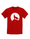 Wolf Howling at the Moon - Design #1 Childrens Dark T-Shirt by TooLoud-Childrens T-Shirt-TooLoud-Red-X-Small-Davson Sales