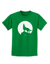 Wolf Howling at the Moon - Design #1 Childrens Dark T-Shirt by TooLoud-Childrens T-Shirt-TooLoud-Kelly-Green-X-Small-Davson Sales