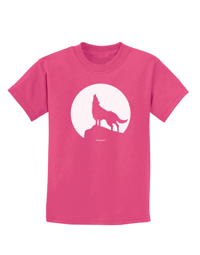 Wolf Howling at the Moon - Design #1 Childrens Dark T-Shirt by TooLoud-Childrens T-Shirt-TooLoud-Sangria-X-Small-Davson Sales