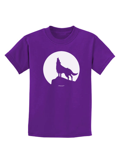 Wolf Howling at the Moon - Design #1 Childrens Dark T-Shirt by TooLoud-Childrens T-Shirt-TooLoud-Purple-X-Small-Davson Sales