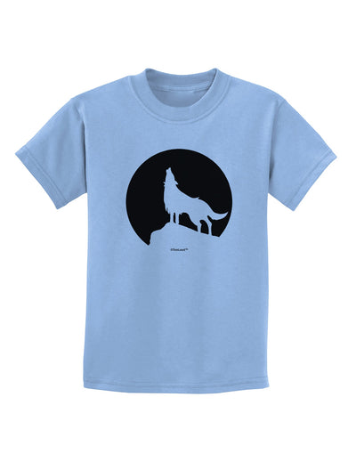 Wolf Howling at the Moon - Design #1 Childrens T-Shirt by TooLoud-Childrens T-Shirt-TooLoud-Light-Blue-X-Small-Davson Sales