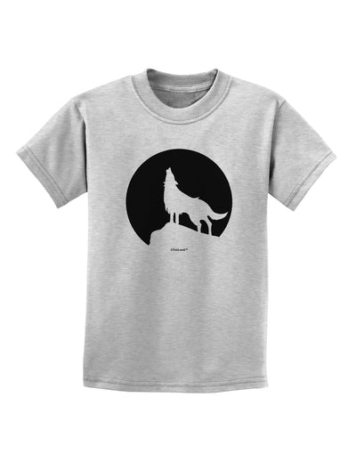 Wolf Howling at the Moon - Design #1 Childrens T-Shirt by TooLoud-Childrens T-Shirt-TooLoud-AshGray-X-Small-Davson Sales