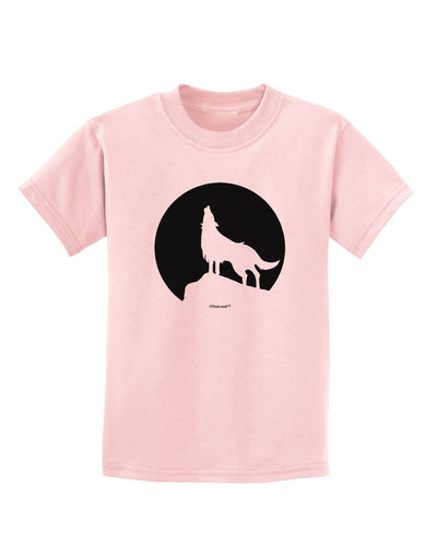 Wolf Howling at the Moon - Design #1 Childrens T-Shirt by TooLoud-Childrens T-Shirt-TooLoud-PalePink-X-Small-Davson Sales