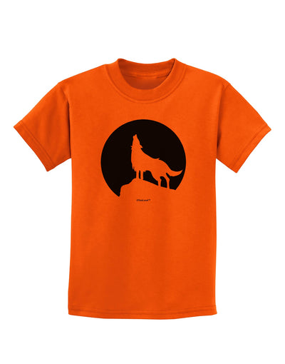 Wolf Howling at the Moon - Design #1 Childrens T-Shirt by TooLoud-Childrens T-Shirt-TooLoud-Orange-X-Small-Davson Sales