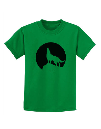 Wolf Howling at the Moon - Design #1 Childrens T-Shirt by TooLoud-Childrens T-Shirt-TooLoud-Kelly-Green-X-Small-Davson Sales