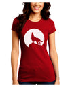 Wolf Howling at the Moon - Design #1 Juniors Crew Dark T-Shirt by TooLoud-T-Shirts Juniors Tops-TooLoud-Red-Juniors Fitted Small-Davson Sales