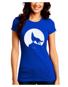 Wolf Howling at the Moon - Design #1 Juniors Crew Dark T-Shirt by TooLoud-T-Shirts Juniors Tops-TooLoud-Royal-Blue-Juniors Fitted Small-Davson Sales