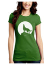 Wolf Howling at the Moon - Design #1 Juniors Crew Dark T-Shirt by TooLoud-T-Shirts Juniors Tops-TooLoud-Kiwi-Green-Juniors Fitted X-Small-Davson Sales