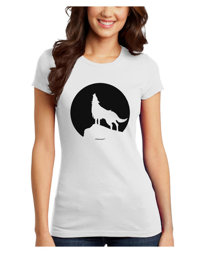 Wolf Howling at the Moon - Design #1 Juniors T-Shirt by TooLoud-Womens Juniors T-Shirt-TooLoud-White-Juniors Fitted X-Small-Davson Sales