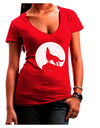 Wolf Howling at the Moon - Design #1 Juniors V-Neck Dark T-Shirt by TooLoud-Womens V-Neck T-Shirts-TooLoud-Red-Juniors Fitted Small-Davson Sales