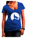 Wolf Howling at the Moon - Design #1 Juniors V-Neck Dark T-Shirt by TooLoud-Womens V-Neck T-Shirts-TooLoud-Royal-Blue-Juniors Fitted Small-Davson Sales