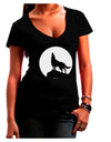 Wolf Howling at the Moon - Design #1 Juniors V-Neck Dark T-Shirt by TooLoud-Womens V-Neck T-Shirts-TooLoud-Black-Juniors Fitted Small-Davson Sales