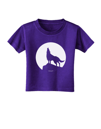 Wolf Howling at the Moon - Design #1 Toddler T-Shirt Dark by TooLoud-Toddler T-Shirt-TooLoud-Purple-2T-Davson Sales