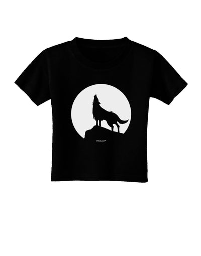 Wolf Howling at the Moon - Design #1 Toddler T-Shirt Dark by TooLoud-Toddler T-Shirt-TooLoud-Black-2T-Davson Sales