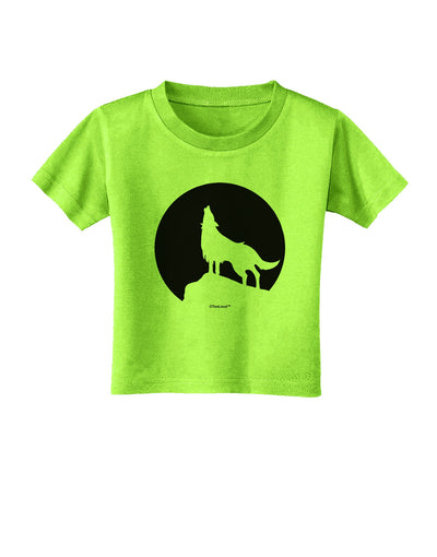 Wolf Howling at the Moon - Design #1 Toddler T-Shirt by TooLoud-Toddler T-Shirt-TooLoud-Lime-Green-2T-Davson Sales