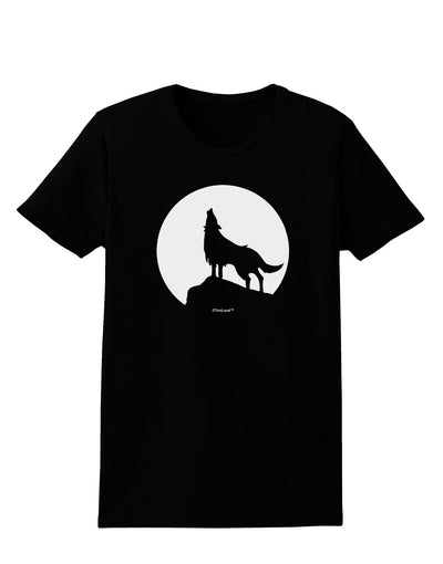 Wolf Howling at the Moon - Design #1 Womens Dark T-Shirt by TooLoud-Womens T-Shirt-TooLoud-Black-X-Small-Davson Sales