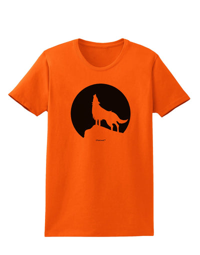 Wolf Howling at the Moon - Design #1 Womens T-Shirt by TooLoud-Womens T-Shirt-TooLoud-Orange-X-Small-Davson Sales