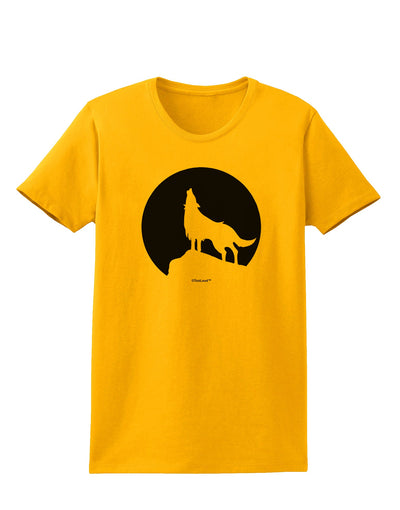 Wolf Howling at the Moon - Design #1 Womens T-Shirt by TooLoud-Womens T-Shirt-TooLoud-Gold-X-Small-Davson Sales