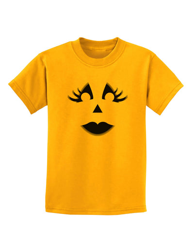 Woman Jack O Lantern Pumpkin Face Childrens T-Shirt-Childrens T-Shirt-TooLoud-Gold-X-Small-Davson Sales