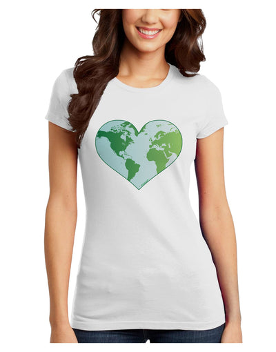 World Globe Heart Juniors T-Shirt-Womens Juniors T-Shirt-TooLoud-White-Juniors Fitted X-Small-Davson Sales