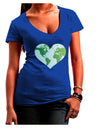 World Globe Heart Juniors V-Neck Dark T-Shirt-Womens V-Neck T-Shirts-TooLoud-Royal-Blue-Juniors Fitted Small-Davson Sales