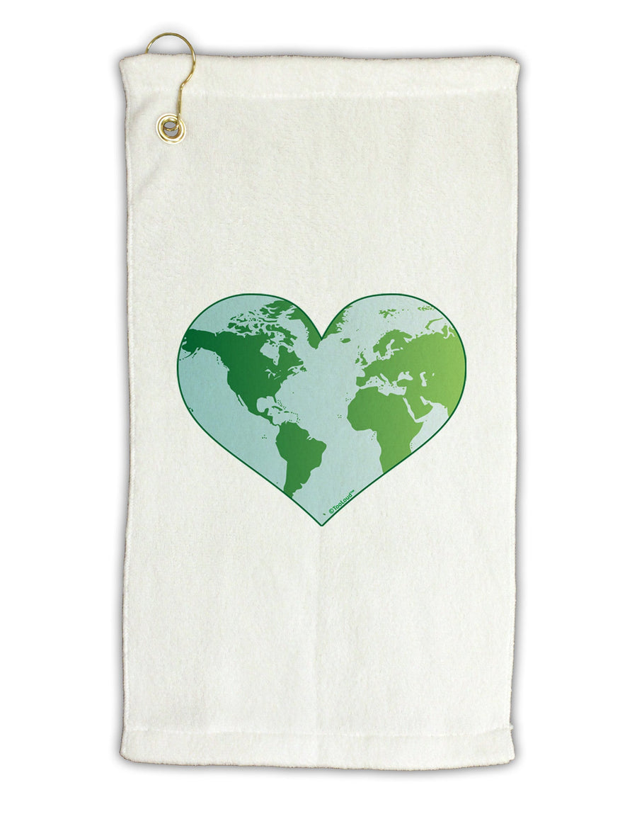 World Globe Heart Micro Terry Gromet Golf Towel 16 x 25 inch-Golf Towel-TooLoud-White-Davson Sales