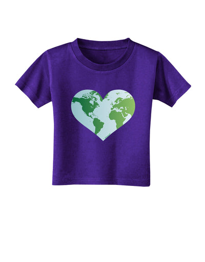 World Globe Heart Toddler T-Shirt Dark-Toddler T-Shirt-TooLoud-Purple-2T-Davson Sales