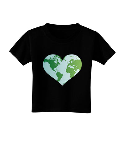 World Globe Heart Toddler T-Shirt Dark-Toddler T-Shirt-TooLoud-Black-2T-Davson Sales