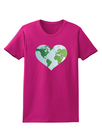 World Globe Heart Womens Dark T-Shirt-TooLoud-Hot-Pink-Small-Davson Sales