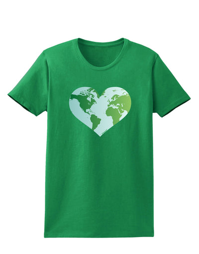 World Globe Heart Womens Dark T-Shirt-TooLoud-Kelly-Green-X-Small-Davson Sales