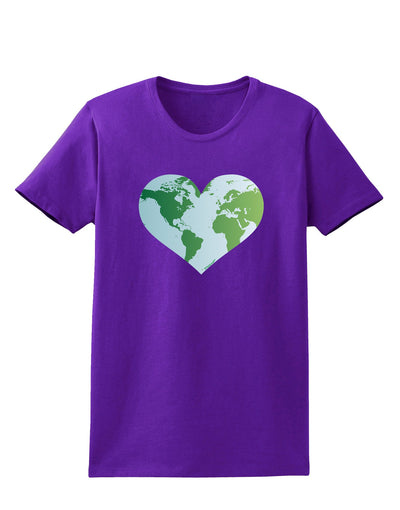 World Globe Heart Womens Dark T-Shirt-TooLoud-Purple-X-Small-Davson Sales