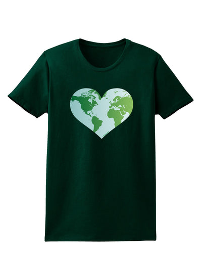 World Globe Heart Womens Dark T-Shirt-TooLoud-Forest-Green-Small-Davson Sales