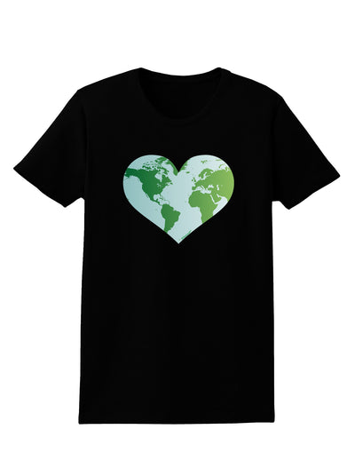 World Globe Heart Womens Dark T-Shirt-TooLoud-Black-X-Small-Davson Sales