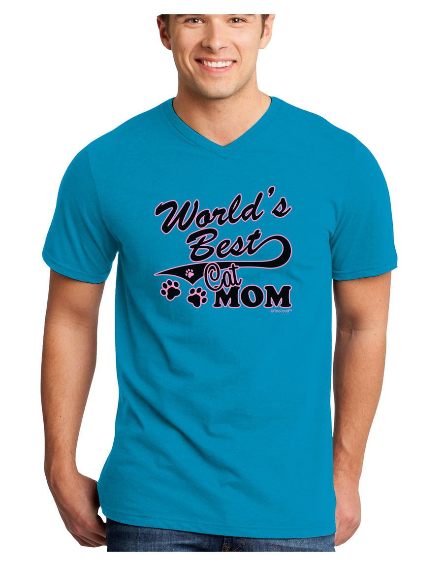 World's Best Cat Mom Adult Dark V-Neck T-Shirt by TooLoud-Mens V-Neck T-Shirt-TooLoud-Black-Small-Davson Sales