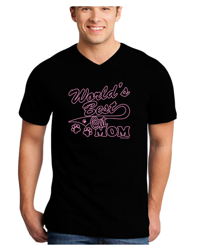 World's Best Cat Mom Adult Dark V-Neck T-Shirt by TooLoud-Mens V-Neck T-Shirt-TooLoud-Black-Small-Davson Sales