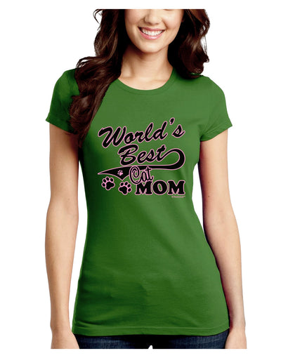 World's Best Cat Mom Juniors Crew Dark T-Shirt by TooLoud-T-Shirts Juniors Tops-TooLoud-Kiwi-Green-Juniors Fitted X-Small-Davson Sales