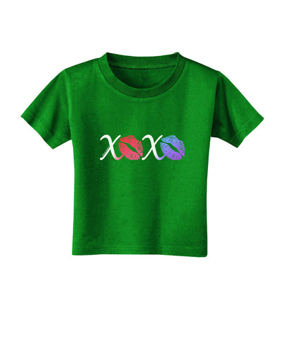 XOXO Kisses Toddler T-Shirt Dark-Toddler T-Shirt-TooLoud-Clover-Green-2T-Davson Sales