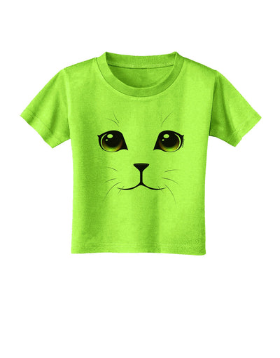 Yellow Amber-Eyed Cute Cat Face Toddler T-Shirt